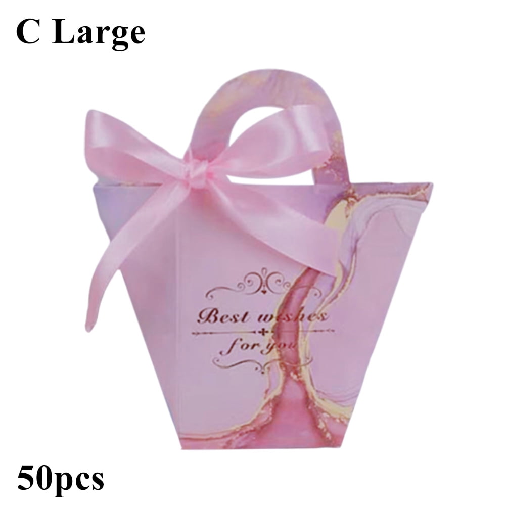 Sanwood 50pcs Ribbon Wedding Favors Gift Box Candy Bag Package Birthday Party Decor Candy Bag Party Decor With Handle Bowtie Design Walmart Com