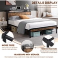 thumbnail image 5 of KINFFICT Queen Size Metal Platform Bed Frame with Wooden Headboard and Footboard, with USD Liner, Sturdy Steel Slat Support, 10.4" Underbed Storage, No Box Spring Needed, Easy Assemble, 5 of 7
