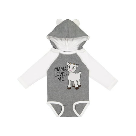 

Inktastic Mama Loves Me- cute goat Gift Baby Boy or Baby Girl Long Sleeve Bodysuit