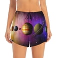 thumbnail image 2 of Vsdgher Planets And Stars Athletic Shorts for Women, Women's Running Double Layer Shorts, High Waisted Yoga Shorts, Workout Athletic Shorts-X-Large, 2 of 7