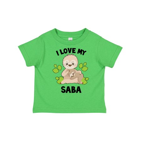 

Inktastic Cute Sloth I Love My Saba with Green Leaves Gift Toddler Boy or Toddler Girl T-Shirt