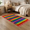 thumbnail image 2 of ODIKA 5'x7' Washable Area Rug Door Rows Lgbt Welcome Striped Bold Motif Interlocking Doormat Stripe Refined for Guest Room, Lounge, Apartment, Non-Slip Low Profile, Stain Resistant, 2 of 7