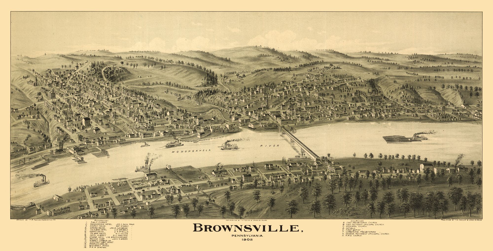 Brownsville Pennsylvania Moyer 1902 23.00 x 45.06 Matte Art Paper