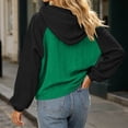 thumbnail image 6 of ZunFeo Womens Oversized Green Color Block Hoodie with Cable Knit and Raglan Sleeves,Size M, 6 of 6
