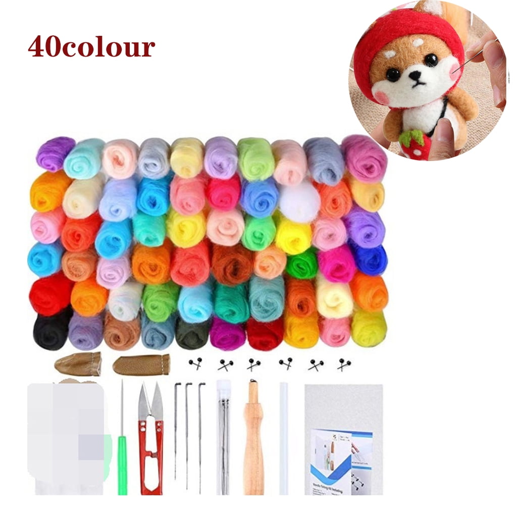 Needle Felting Set for Beginners, 40 Colors Dry Felting Wool Fairy Tale