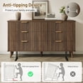 thumbnail image 6 of Aufeile 3 Piece Dresser and Nightstand Set for Bedroom, Boho 6 Drawer Dresser & Nightstands Set of 2 with 3 Drawers & USB Charging, Fluted Wood Storage Cabine, Modern Bedroom Furniture Set, Walnut, 6 of 14