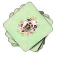thumbnail image 2 of Carolines Treasures CK4290FC Chinese Crested Green Flowers Foam Coaster Set of 4 3 1/2 x 3 1/2 multicolor, 2 of 4