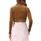 thumbnail image 3 of INSPIRE CHIC Chaqueta corta de terciopelo de manga larga abierta para mujer XL Marrón dorado, 3 of 6