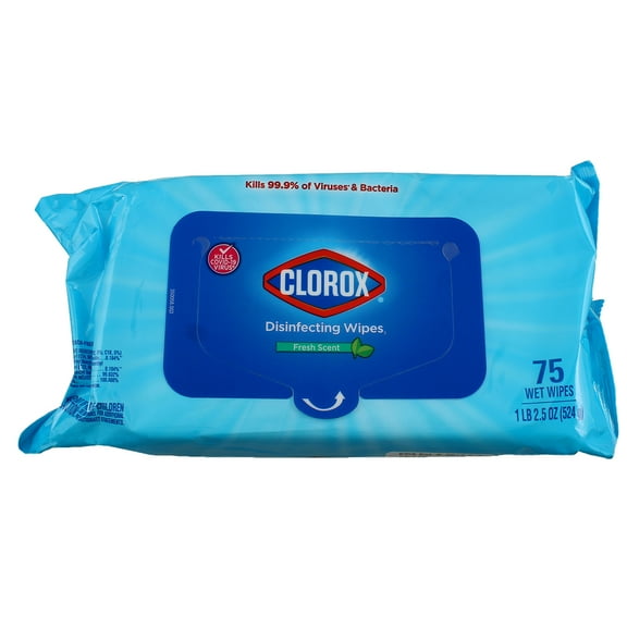 Clorox Disinfecting Wipes, Bleach Free, Fresh Scent, Moisture Seal Lid, 75 Count, 3 Pack
