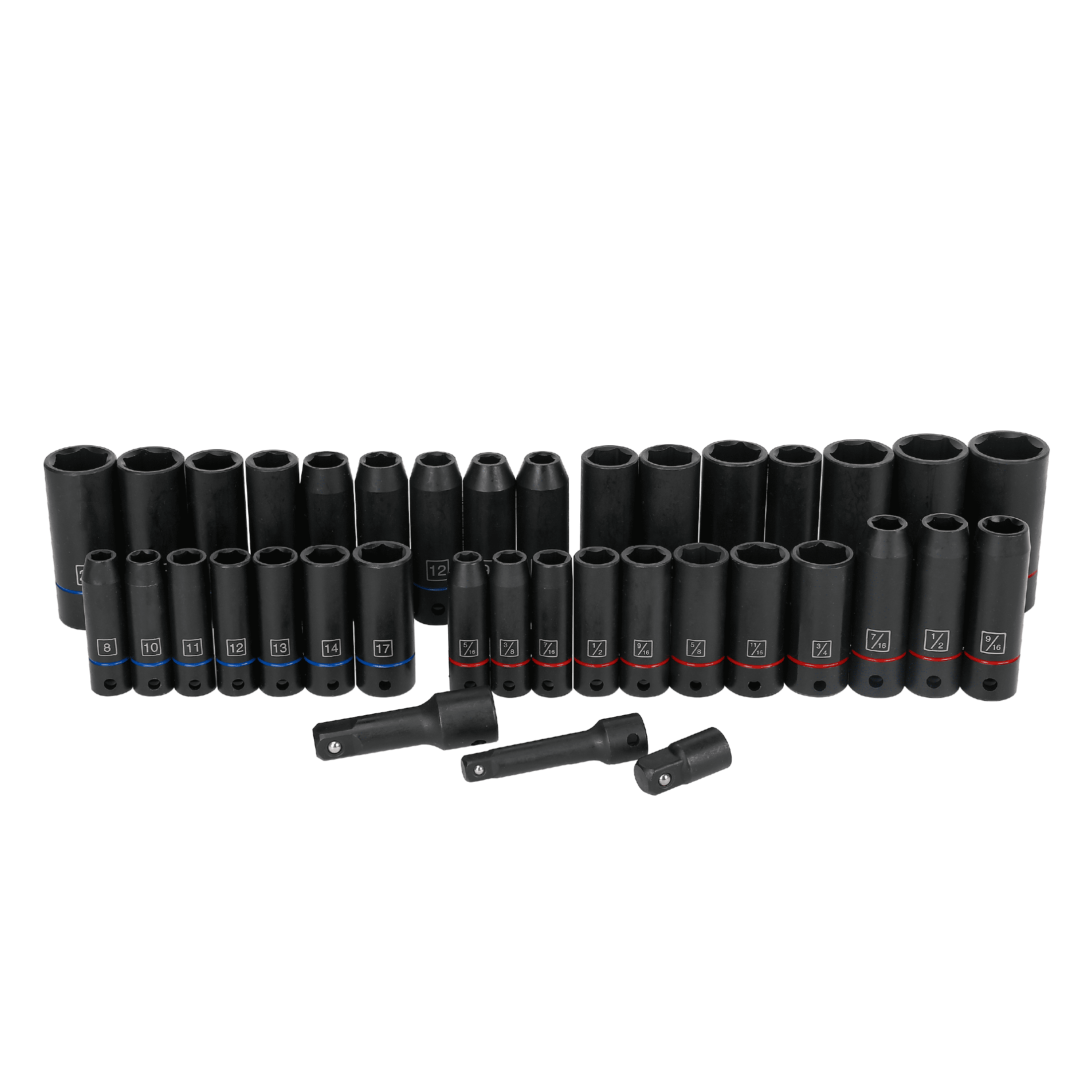 Hyper Tough 37-Piece 3/8-in., 1/2-in. Drive Deep Impact Socket Set, SAE & MM