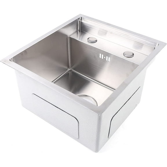 Miumaeov Hidden Kitchen Sink Single Bowl Bar Stainless Steel Catering Sink with Drainer and Tap