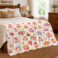 thumbnail image 6 of Ribboned Cakes Gift Boxes Cupcakes And Macarons, Soft Flannel Blanket with Celebration decorative motif Watercolor Print, Housewarming Gift and Home Decor for Bedroom and Living Room, 6 of 7