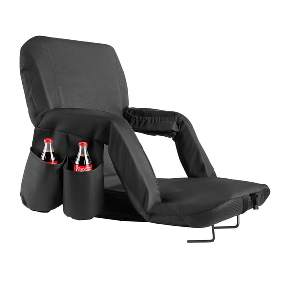 Stadium Seat 6 Adjustable Angle Bleacher Chair, Wide Padded Stadium Chair with Back Support, Armrests, Cupholder & Hook, Portable Folding Seat for Sports, Picnics, Beach
