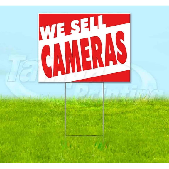 We Sell Cameras (18" x 24") Yard Sign, Includes Metal Step Stake