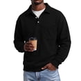 thumbnail image 6 of IAJDKMEK Men's Polo Collar Solid Long Sleeve Fleece Sweatshirt - Full Zip Pullover for Men, Fall Winter Top with Warm Inner,Black S, 6 of 6