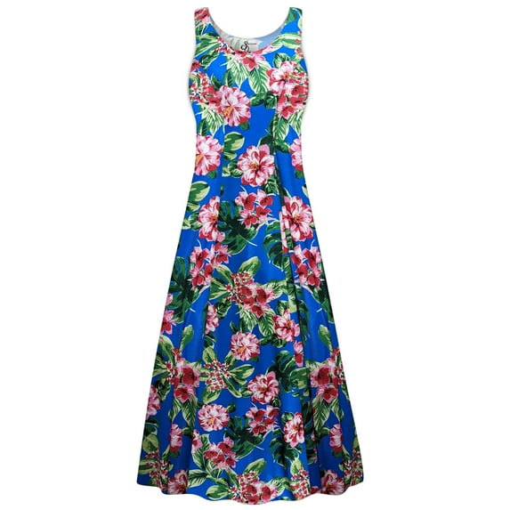 Plus size 5x Extra Tall Womens Dress Pink Magnolia Garden Print Sleeveless Princess Cut