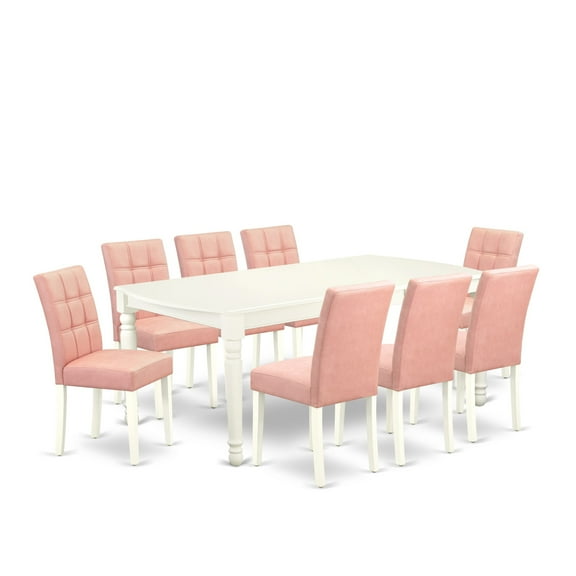 East West Furniture 9 Piece Modern Dining Table Set contain A Wooden Table