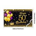 thumbnail image 3 of Glamorous 50th Birthday Banner with Gold Purple Balloons Crowns Background Party Decoration Photography Prop for Birthday Parties Celebrations Events Festivities, 3 of 7