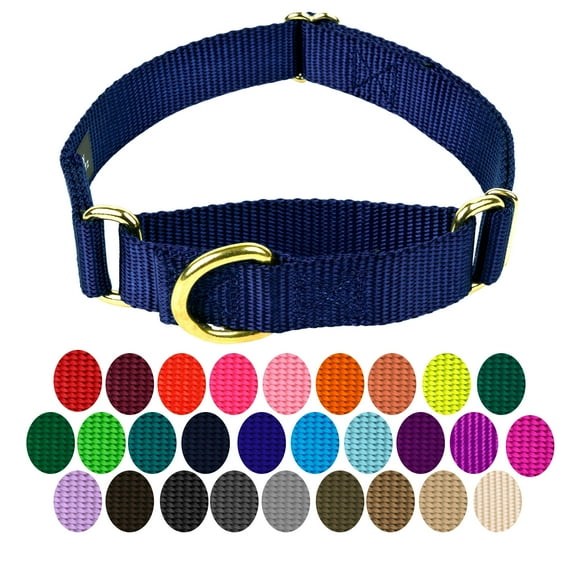 Country Brook Petz® Martingale Dog Collar - Training Collar with No Buckle (Navy Blue, Small)