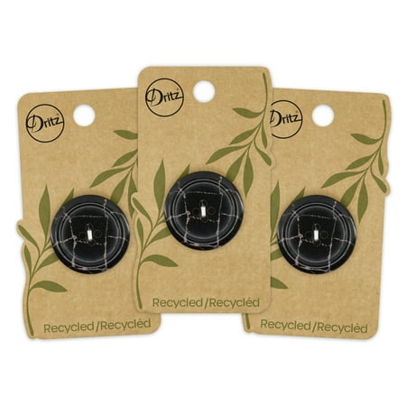UPC: 0072879307719 | Dritz Recycled Polyester Round Button 28mm Black 3 Pack