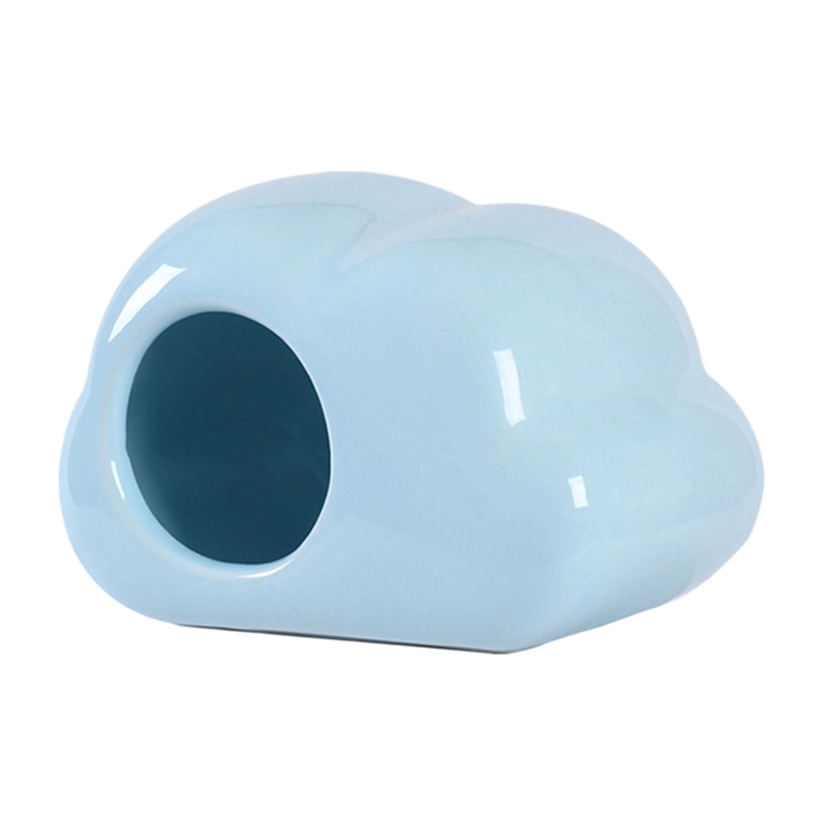 YANDE-Hamster Hideout Ceramic Hamster House Pet Nesting Hut Summer Cooling Cabin Hamster Nest Pet Cage Decor for Critter Lemmings Chinchilla Playing (Blue)