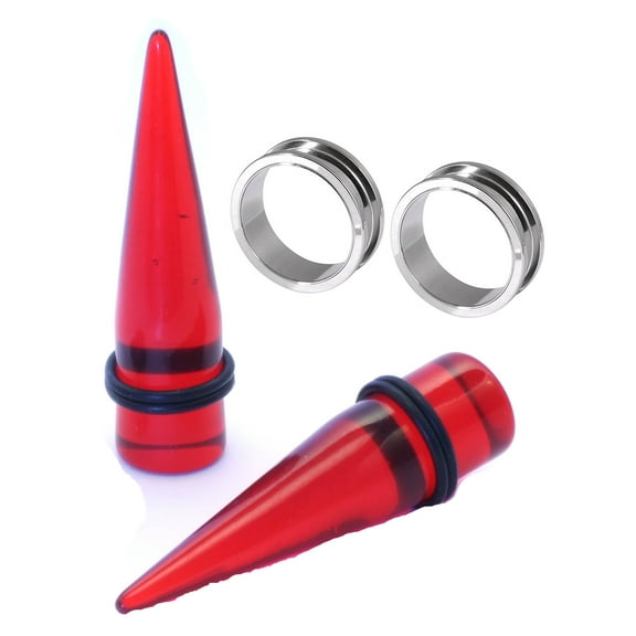 18mm Red UV Tapers Steel Screw Tunnels Gauges Ear Stretching Kit plugs 3/4 inch
