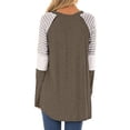 thumbnail image 3 of Nlife Women Stripe Colorblock Long Sleeve Round Neck Shirt, 3 of 6