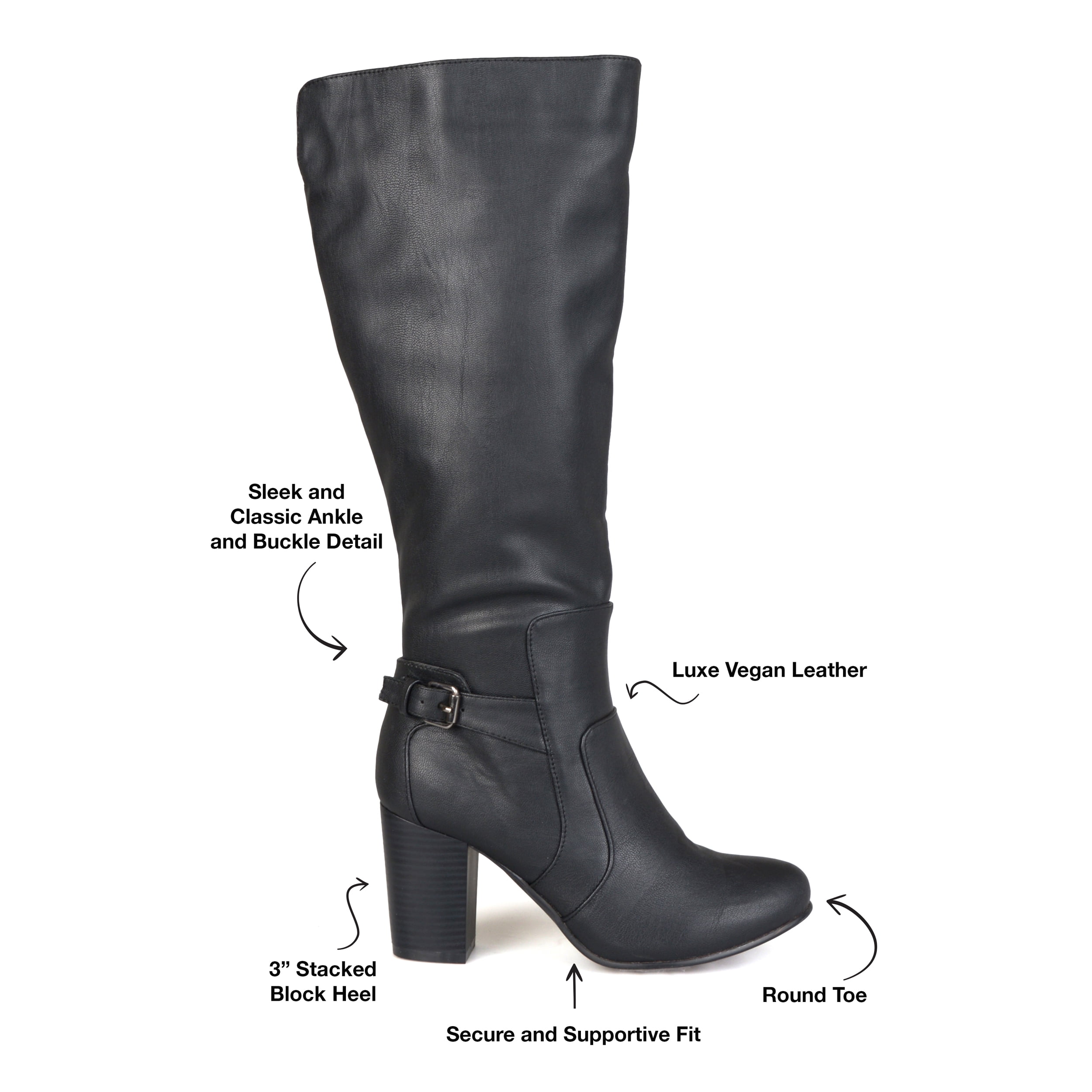 Journee Collection Women's Wide Calf Stacked Heel Knee High Boots