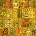 thumbnail image 1 of Ahgly Company Machine Washable Indoor Square Patchwork Yellow Transitional Area Rugs, 7' Square, 1 of 4