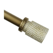 Urbanest 1" Hammered Adjustable Curtain Rod with Designer Finials — Heavy-Duty Metal Telescoping Rod, Easy Install, 84"–120″, Gilded French White