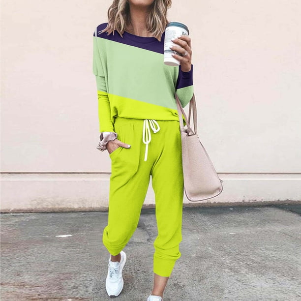 Puntoco Traje Informal Con Cordón Y Cuello Redondo, Manga Larga, Estampado Holgado, A La Moda Para Mujer, Verde Menta Xxxxl