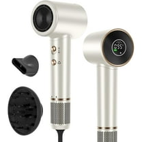 Hair Dryer, 110, 000 RPM Air-Sonic High-Speed Blow Dryer with Diffuser, Cool/Care/Dry Display & 200 Million Negative Ionic, PARWIN PRO BEAUTY 1875W Hairdryer for Home Travel, Champagne Silver
