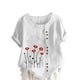 thumbnail image 1 of Vestidos Casuales Para Mujer, Blusas De Mujer De Moda Blusa informal de lino con cuello redondo, manga corta y botones para mujer, 1 of 4