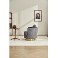 thumbnail image 3 of Swivel Barrel Chair, Velvet Swivel Accent Chairs with Gold Stainless Steel Base, Armrests and Padded Seat, Round Barrel Reading Chairs for Bedroom Comfy, Grey, 3 of 9