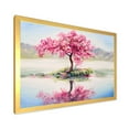 thumbnail image 2 of Designart 'Oriental Cherry Pink Tree Sakura On The Lake' Lake House Framed Art Print, 2 of 4