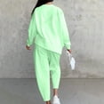 thumbnail image 5 of ibuvkizy Two Piece Sets for Women,Winter Outfits for Women 2025 Women's Solid Color Casual Round Neck Loose Irregular Long Sleeved Pocket Pants Set Green,L, 5 of 9