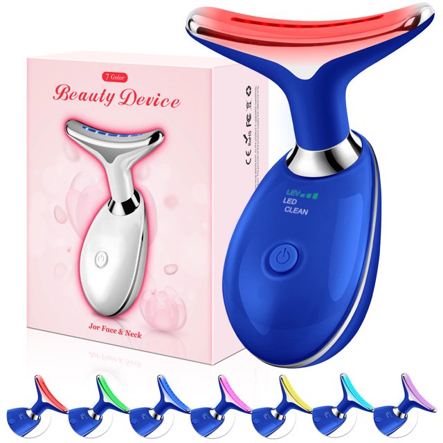 Varita masajeadora facial para terapia con luz roja, 7 colores azules