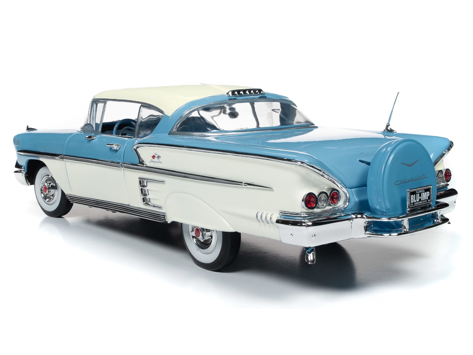 18 1958 CHEVROLET IMPALA BLUE / WHITE TWO TONE at the best online prices......