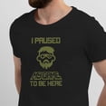 thumbnail image 2 of Greenyef Graphics I Paused My Game to Be Here Gamer Gift Funny Tee Men's T-Shirt Style-37 (Black & Military Green, Medium), 2 of 6