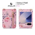 thumbnail image 6 of Allytechgroup Floral Series Galaxy Z Flip 6 Case Wallet - Fashionable Phone Case for Samsung Galaxy Z Flip 6 with Card Slots and Crossbody Shoulder Strap, Pink, 6 of 12