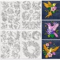 thumbnail image 1 of 23Pcs Hummingbird and Flower Embroidery Pattern Stabilizer 8.3"x11.7" Bird Soluble Stick and Stitch Embroidery Sticker 4 Sheets Floral Water Hand Sewing DIY Embroidery Paper, 1 of 9