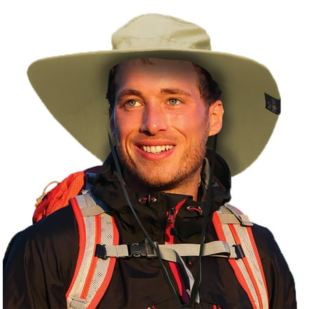 Cad Gun - Sun Blocker Unisex Wide Brim Safari Outdoor Camping Hiking Fishing Hunting Boating Sun Cap Bucket Mesh Hat with Adjustable Drawstring