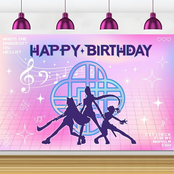 Hunterr of Demon Birthday Party Decorations Backdrop Banner Magical Music Themed Singer Backdrop Photography Background for Birthday Party Favors Supplies