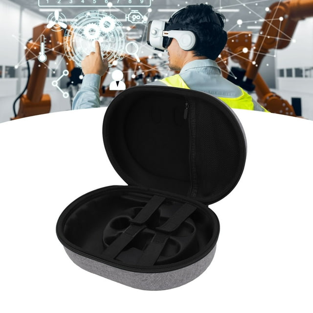 VR Headset Case EVA TPU Reinforced Dual Zipper Design Grey Shock Absorption Lightweight VR Headset Carrying Case For Meta Quest 3