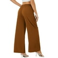 thumbnail image 4 of KeShDi Wide Leg Womens Pants Stretch sweatpants Women's Fashion Solid Color Office Casual Loose Wide Leg Straight Pants Brown L, 4 of 7