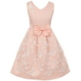 thumbnail image 1 of Little Girls Satin Butterfly Mesh Lace Ribbon Trim Holiday Party Easter Flower Girl Dress Blush 4 (J21KS12), 1 of 2