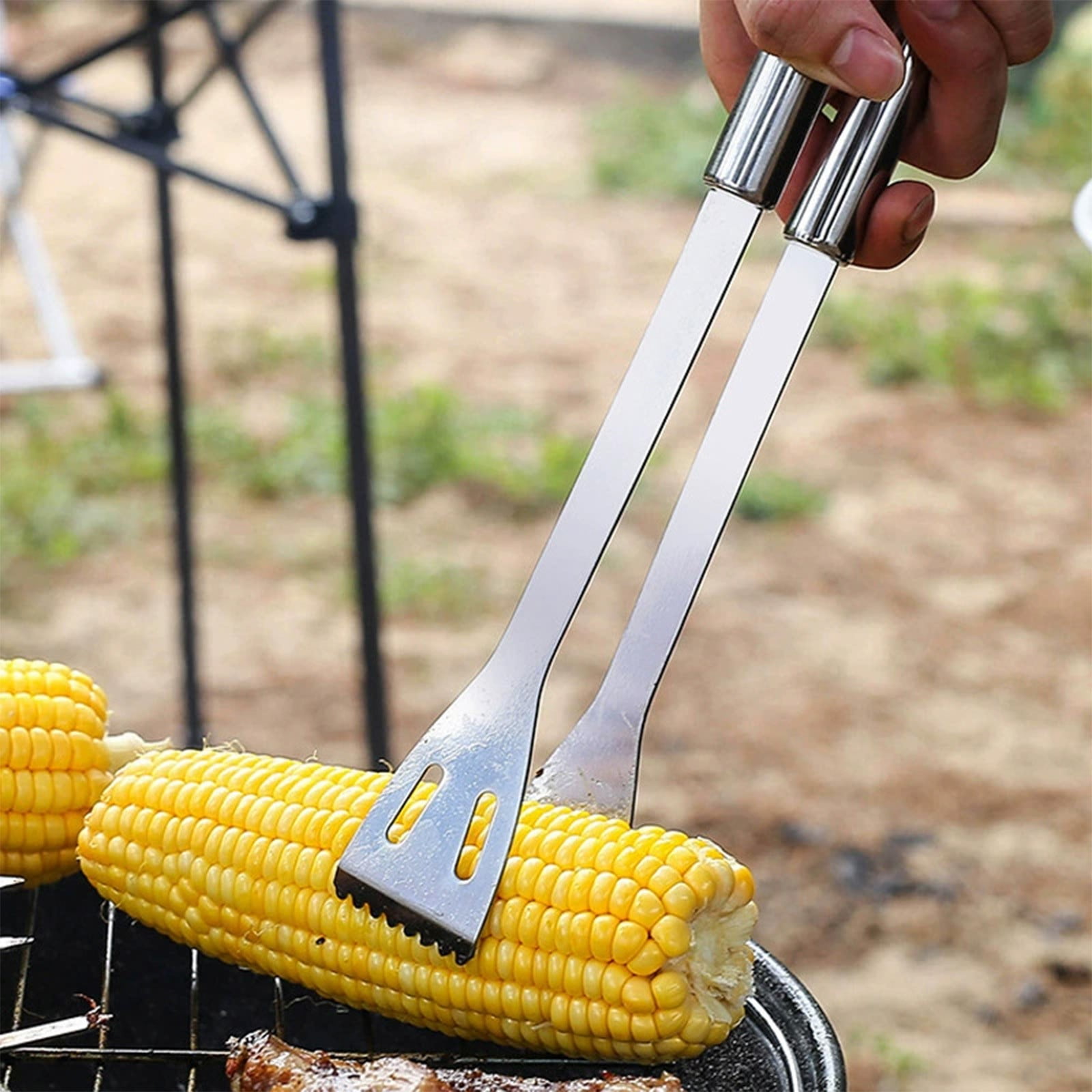 Weloille 3Pcs Stainless Steel Heavy Duty Grill Tools Set BBQ Accessories for Outdoor Grill with Spatula, Fork, Brush - Grilling Gifts for Men Him