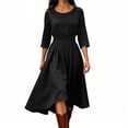 thumbnail image 2 of CHGBMOK Women's 3/4 Sleeve Dress Smocked Waist Flowy A Line Midi Dresses Casual Round Neck Dress, 2 of 6
