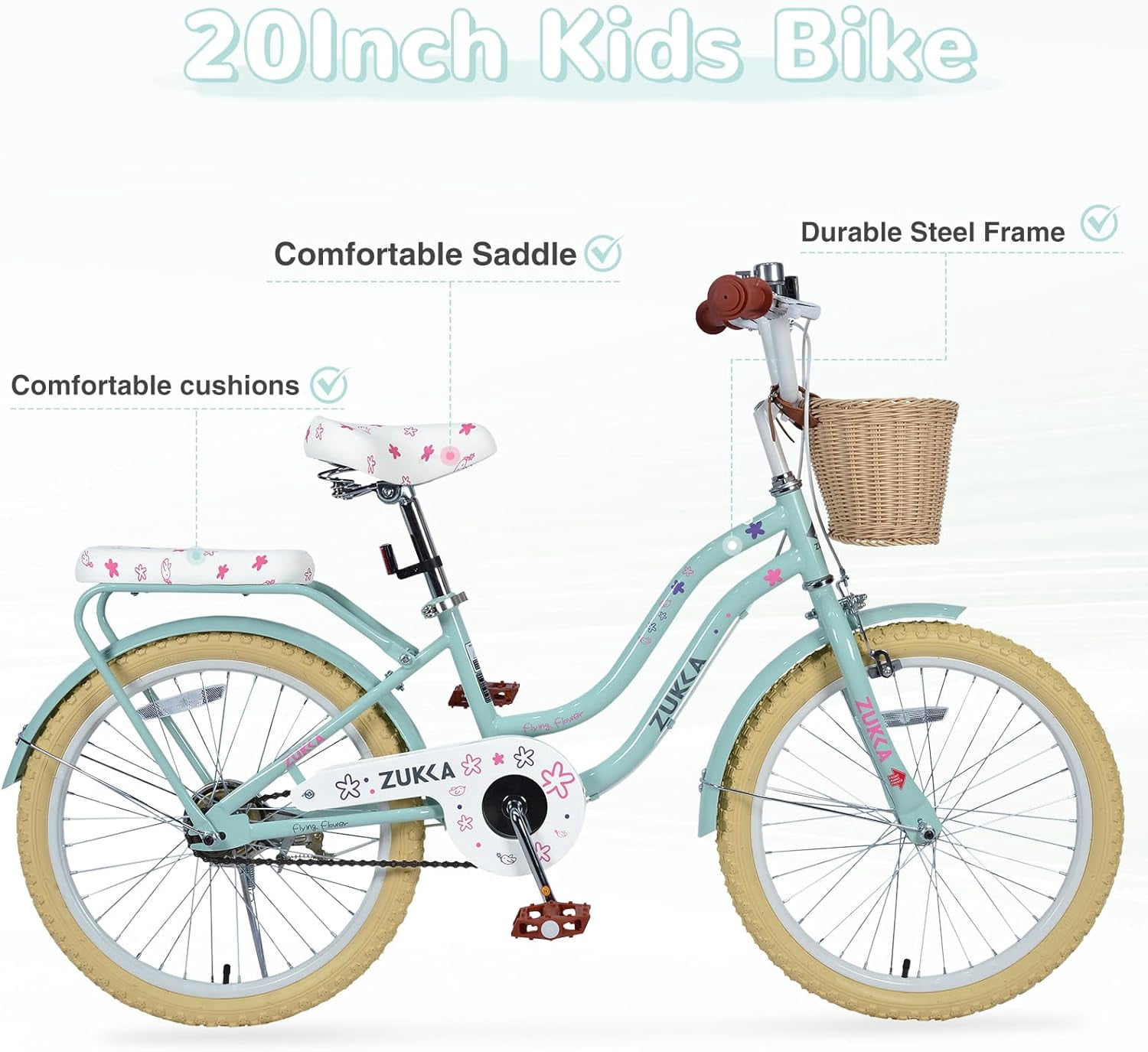 Ambifirner 20 Inch BMX Style Bike, Hi-Ten Carbon Steel Frame with Front V-Brake & Rear Coaster Brake, Easy Assembly, Adjustable Seat for Learning Riders (Blue)