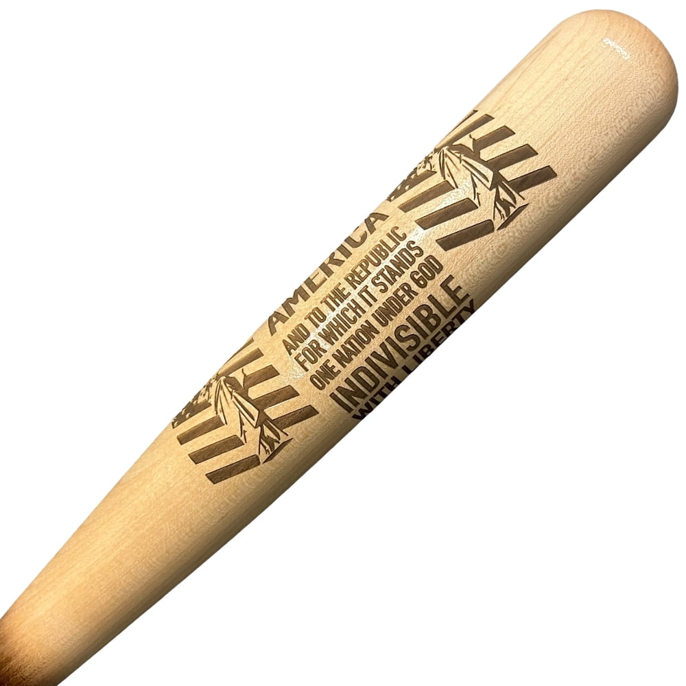 Pledge of Allegiance Engraved Baseball Bat with Wall Mount